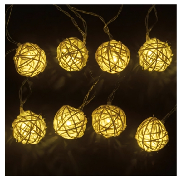 Primitives by Kathy Cream Rattan Globe Lights BNNU - Picture 2 of 3